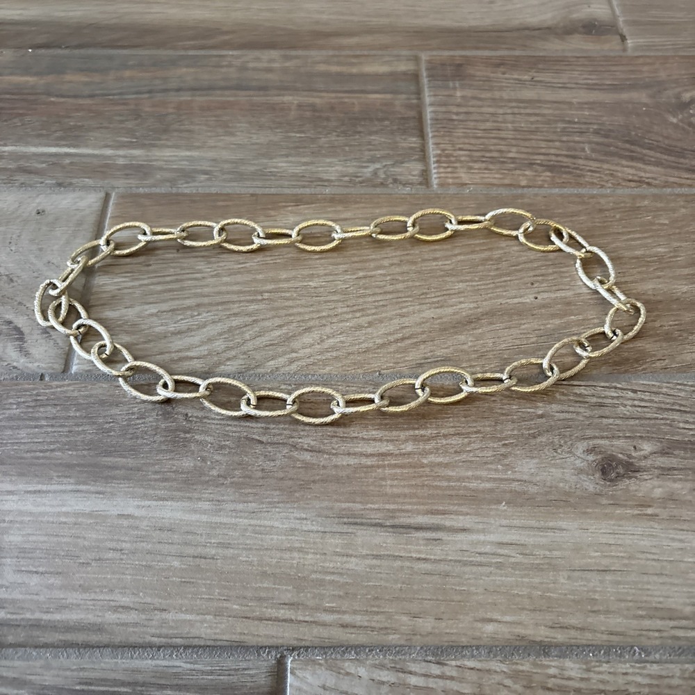 Chunky Link Statement Necklace Gold Tone 15" Long - No Clasp